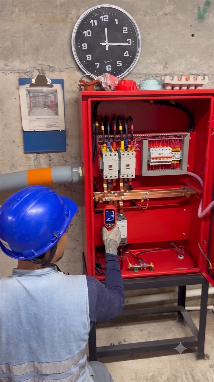Inspección termográfica con cámara infrarroja sobre tablero de control